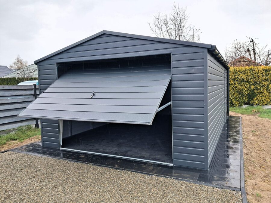 Garaż blaszany 4x6m | Drewnopodobny lub kolor RAL | Dach dwuspadowy