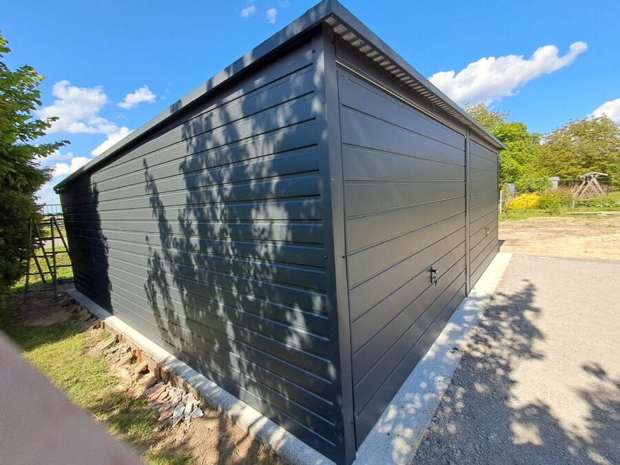 Garaż blaszany 6x6m | Drewnopodobny lub kolor RAL | Dach jednospadowy